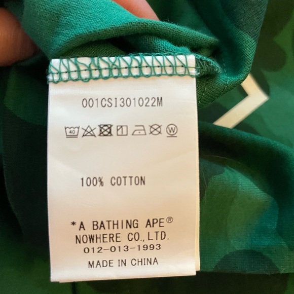 SOLD BAPE Green Camo Shark T-Shirt - Picture 7 of 11